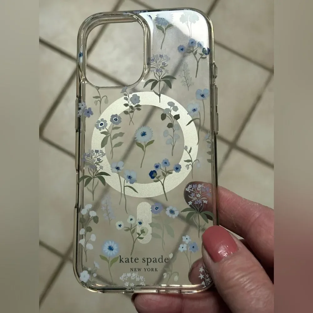 Kate Spadepade iPhone 16 Blue Floral Protective Phone Case MagSafe